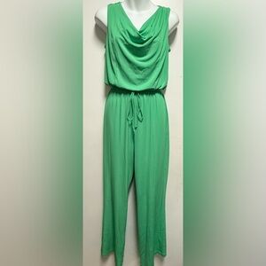 Donna Ricco Green Draped Neck Jumpsuit